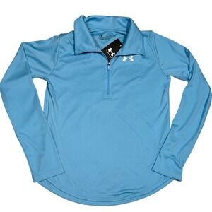 NEW Under Armour Girls Velocity 1/4 Zip Pullover Light Blue Soccer Gym Sz YXL